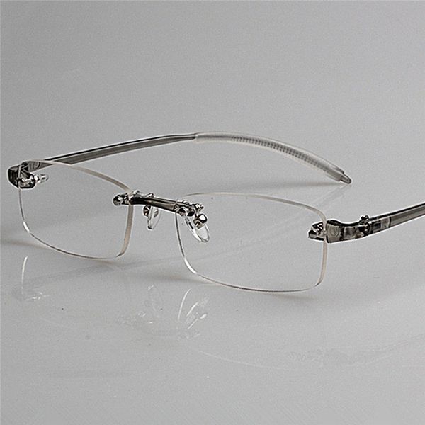 

frameless transparent lens reading glasses gray fatigue reader eyewear okulary diopter 50 75 125 175 225 100-400 r002, Silver