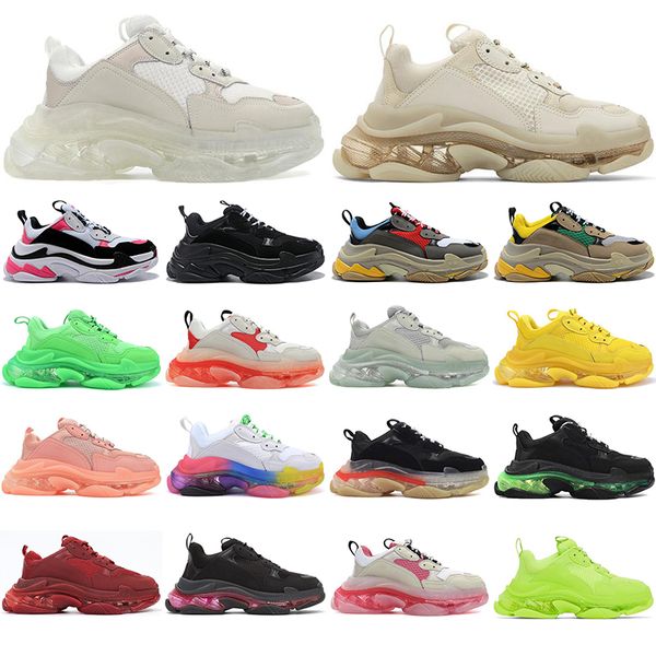 

2020 triple s clear sole men woman paris platform casual running shoes black white rainbow women mens trainers sport sneakers 36-45