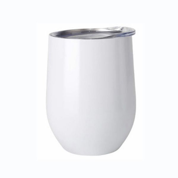 

diy sublimation tumbler 12oz wine tumbler egg shaped double walled stainless steel for sublimaton customize with lid eea2127