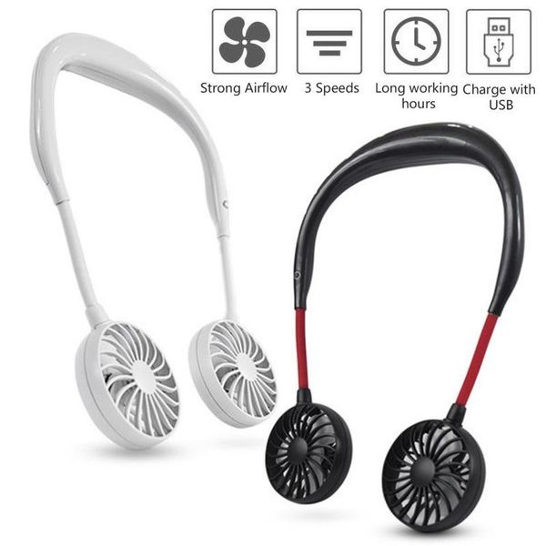 

party favor adjustable mini usb rechargeable fan portable neck sport neckband desk hand air conditioner for room dropship