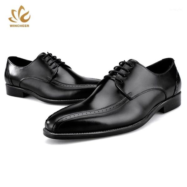 

dress shoes wincheer 2021 summer men breathable men's suits european leather shoe official black brown1
