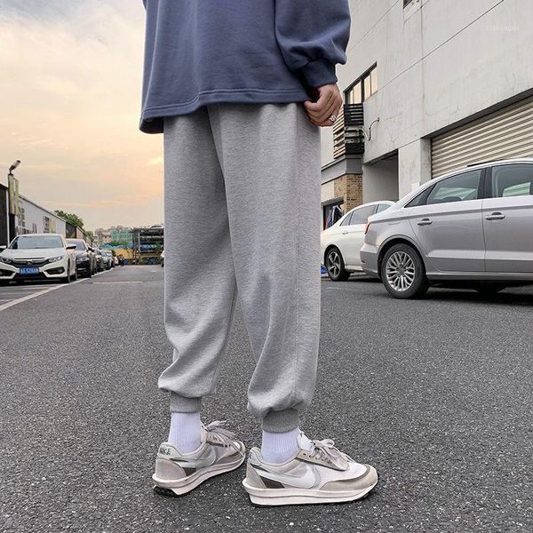 

2020 men's solid color straight harem pants korean man loose ankle-lengthtrousers streetwear male casual fashion pants1, Black