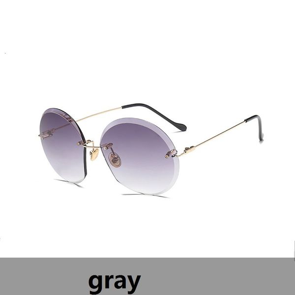 

2021 new round rimless metal sunglasses women transparent designer two-tone painted summer glasses uv400 df17044 gkev, White;black