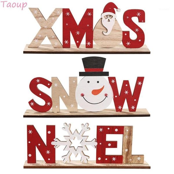 

christmas decorations taoup wood snow xmas noel letter ornaments wooden decors for home accessories navidad table decor1