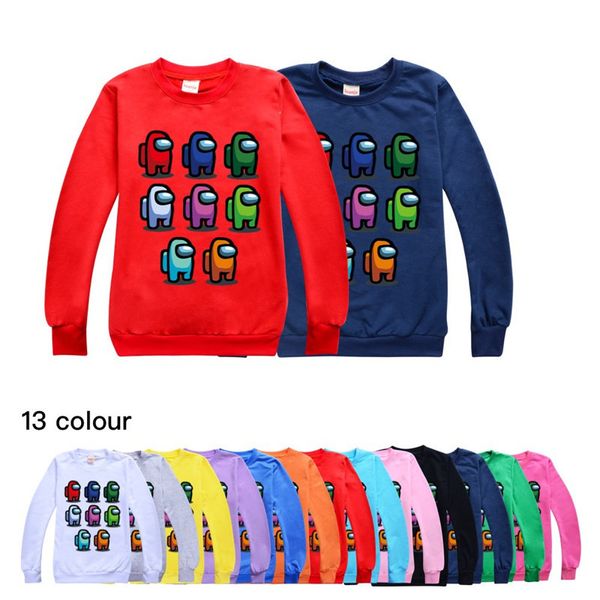 

among us kids sweatershirt game cartoon pullover autumn winter boys girls long sleeve casual sweater for 2-16y 13color g10503, Black