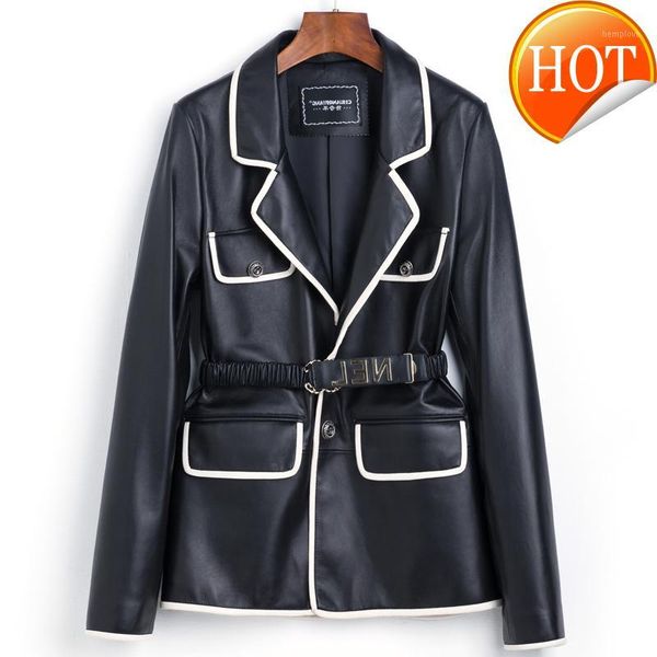 

coat spring autumn women clothes 2020 real genuine leather jacket korean vintage 100% sheepskin coat female jacket zt42391, Black