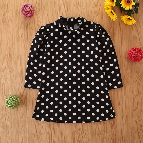 

pudcoco girls 2-7y casual fashion dress polka dot print loose long sleeve o-neck zipper dress spring and autumn wear, Red;yellow