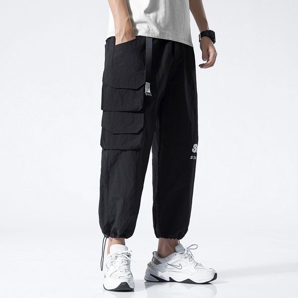 

2021 new black autumn pouch pocket fashionable joggers sweatpants male sweat pants fhmj