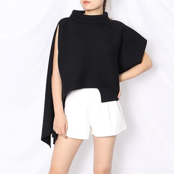 

hn1cs autumn casual new fashion 2020 pulloversweater bat wear french pullover high lj4up shawl pullover loose irregular sweater collar, White;black
