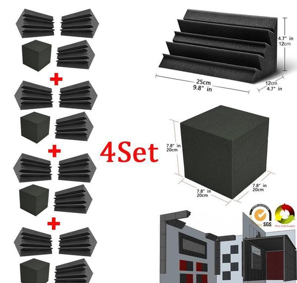 

wall studio trap panels sound acoustic 4psc/set bass foam foam treatment audio absorption corner accessorie wmtbw dayupshop