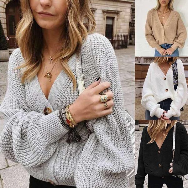 

women knitting cardigan sweater full sleeve ladies casual kardigan loose solid female cardigan coat, White