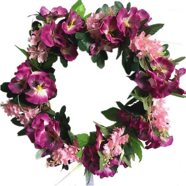 

decorative flowers & wreaths 14 inch artificial pansy hyacinth flower wreath fashion wedding home front door wreath1