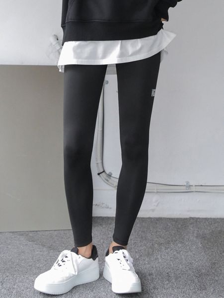 

dazy high waist letter graphic leggings 37rm#, Black