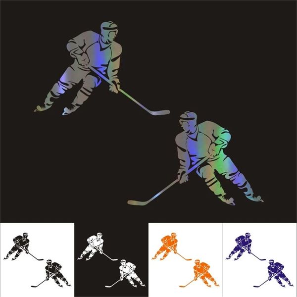 Riflettente Sportsman Auto Styling Sticker Moda Cool Hockey Impermeabile Divertente Decalcomanie in vinile per auto da corsa Casco Notebook Decorazione regalo Decal 12 * 19 cm