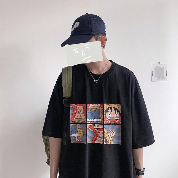 

одна часть tshirt streetwear сыпучие harajuku tshirt мужчина повседневный япония tshirt смешные сыпучие лето пара high street tops tshirt, White;black