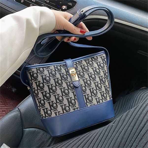 

70% off deals online bag women's spring 2022 new printed letter bucket bag trend fashion single shoulder messenger
