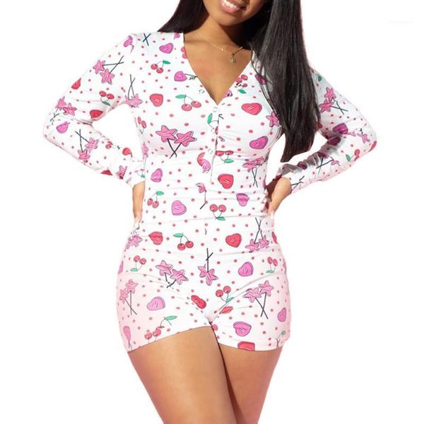 

2020 spring womens jumpsuit cute fashion floral long sleeve deep v neck bodycon jumpsuit bodysuit romper shorts pants1, Black;white