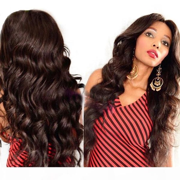 

2016 peruvian full lace wigs human hair with body wave human hair front lace wigs with baby hair wigs for black women, Black;brown
