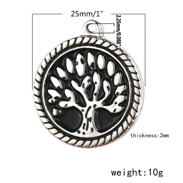 

316 из нержавеющей стали tree of life шарм 25мм плоский круглый одна сторона шаблон ожерелье подвески diy ювелирные изделия изготовление мет, Black
