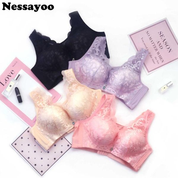 

thin cup lace vest style adjustable full coverage bras push up wire women's bra no rims large size women wireless bras1, Red;black