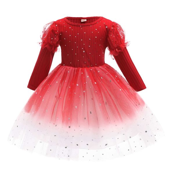 

girls' autumn and winter children's wear princs aisha long sve new year's performance drs, Red;yellow