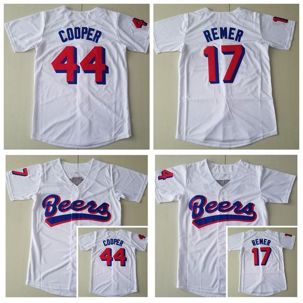 

movie beers baseball 44 joe coop cooper jersey 17 doug remer all stitched white team color breathable pure cotton cool base men, Black