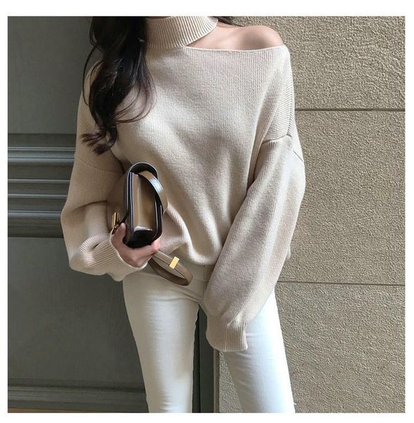

women's sweaters mozuleva 2021 fashion chic hollow out women sweater autumn winter loose female knitted jumpers basic pullovers, White;black