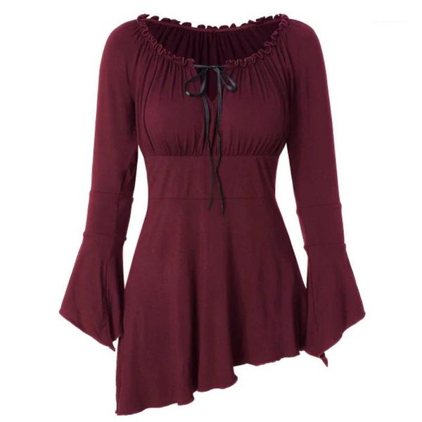 

women's blouses & shirts fashion bow lace up blouse bell sleeve casual winter ladies tunic bottom female women long shirt blusas pullo, White