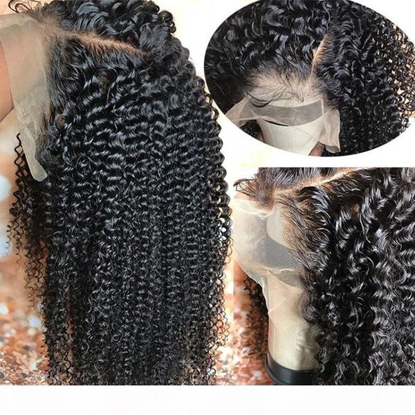 

360 lace frontal wig with baby hair 250 density kinky curly bob 13x6 lace front human hair wigs, Black;brown