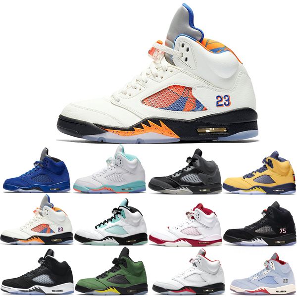 

basketball shoes 5s for men 3 space jam oreo metallic silver laney royal flight ice blue fire red wings what the white stealth fashion, White;red