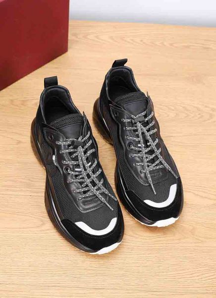 

luxury sports men casual shoes super quality white genuine leather studded sneaker lace-up flats trainers rubber soles gift with full packag, Black