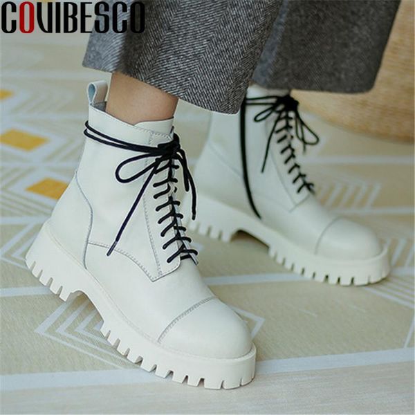 

covibesco elegant platform genuine leather women warm boots autumn winter chunky heels pumps wedding office lady shoes woman, Black