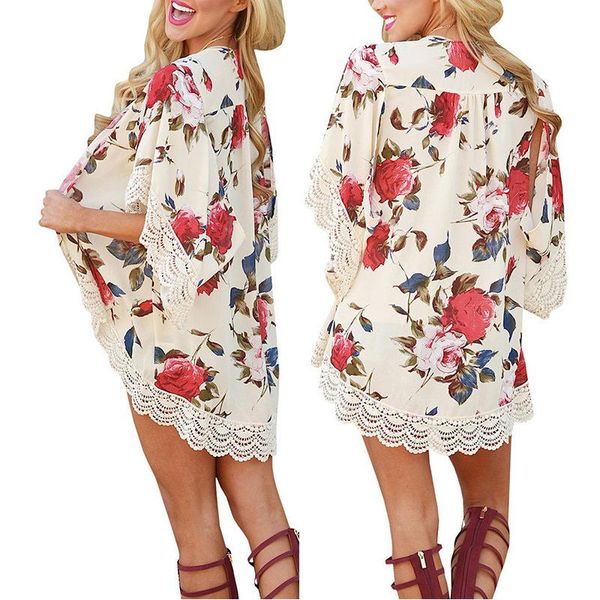 

floral print bikini beach cover up tunics for beach chiffon bikini cover up robe de plage sarong swimsuit cover-ups dress, White;black