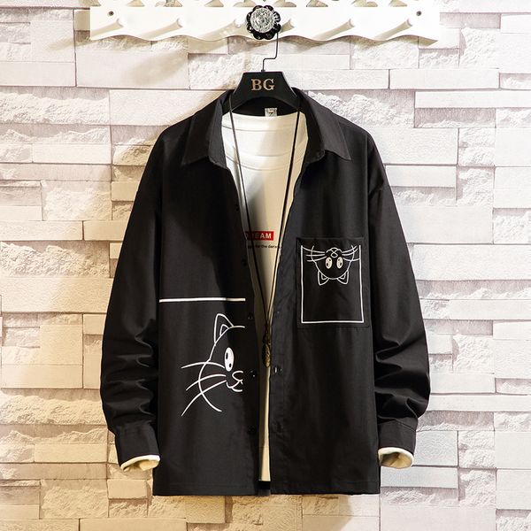

brand 2021 spring autumn long sleeves new black white collar korea style shirt for men's clothes d4qv, White;black