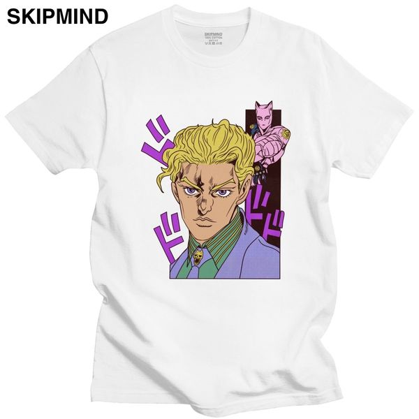 

trendy jojo's bizarre adventure t shirt short sleeve pure tshirt crew neck casual yoshikage kira tee shirt sport hooded sweatshirt hood