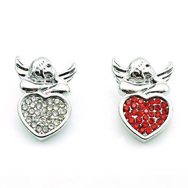 

fashion 18mm snap buttons 2 color rhinestone heart angel ginger clasps interchangeable bracelets jewelry accessories nkc0031
