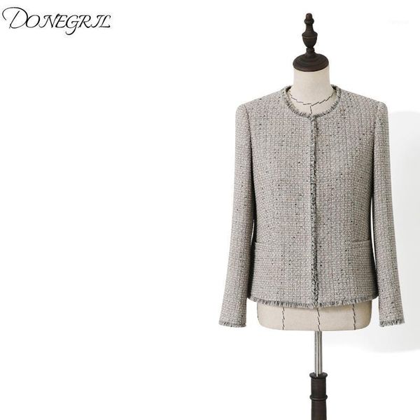 

hgih quality 2020 new tweed jacket color fabric tassel autumn / winter new women's jacket ladies woolen coat1, Black;brown