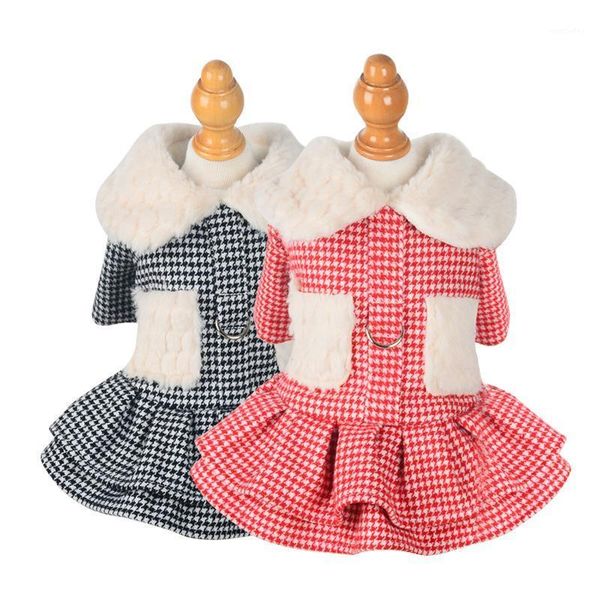 

dog apparel pet winter clothes houndstooth coat for small dogs cotton padded warm outfit jacket1