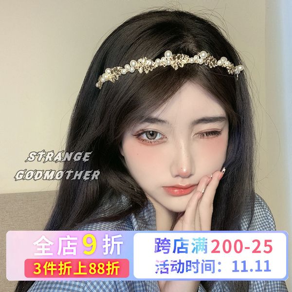 

baroque pearl hair band, go out, net red fairy, mori super immortal french headdress, korean temperament trend, Silver