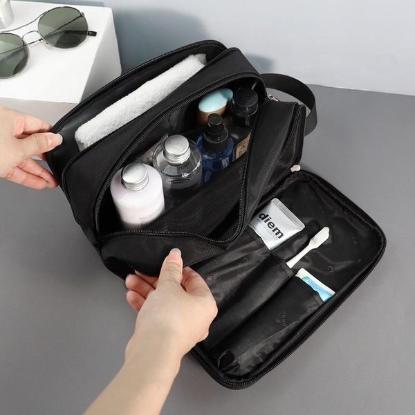 

men waterproof three layer makeup bag multipurpose nylon organizer cosmetic women necessaries make up wash toiletry toilet bags