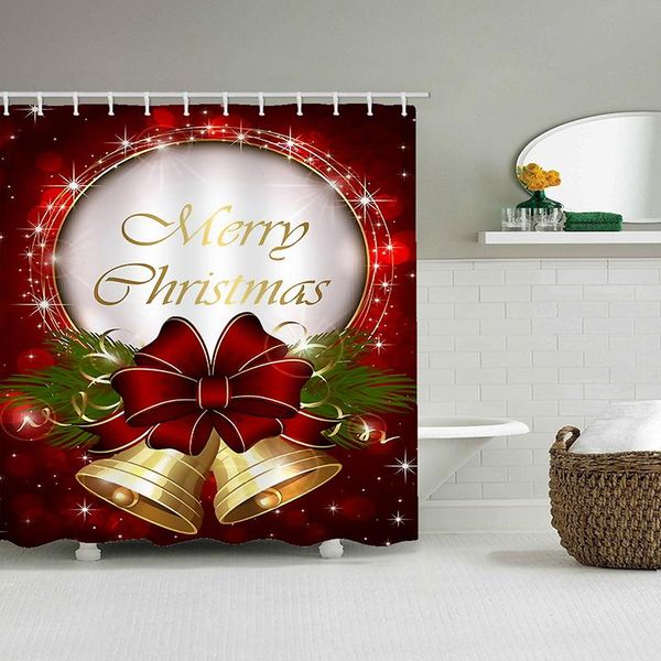 

рождественский колокольчик занавес снеговик полиэстер украшение ванна для ткани водонепроницаемого душа штора ванная 3d sqctrw home003