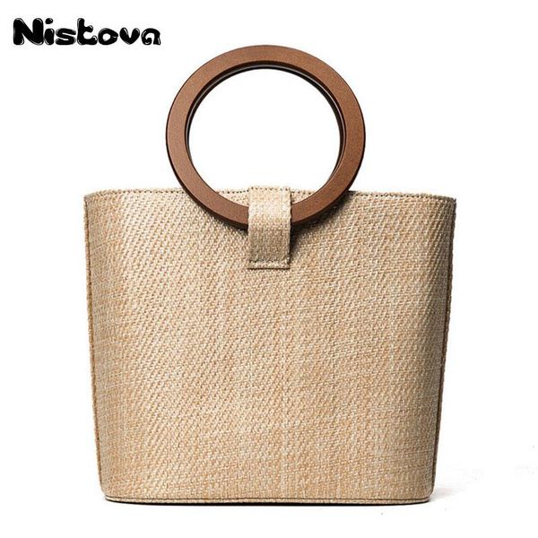 

женщины bohemian бали сумки лето handmade wood top тотализатор crossbody плеча пляжная сумка для девушки rattan соломенной сумки