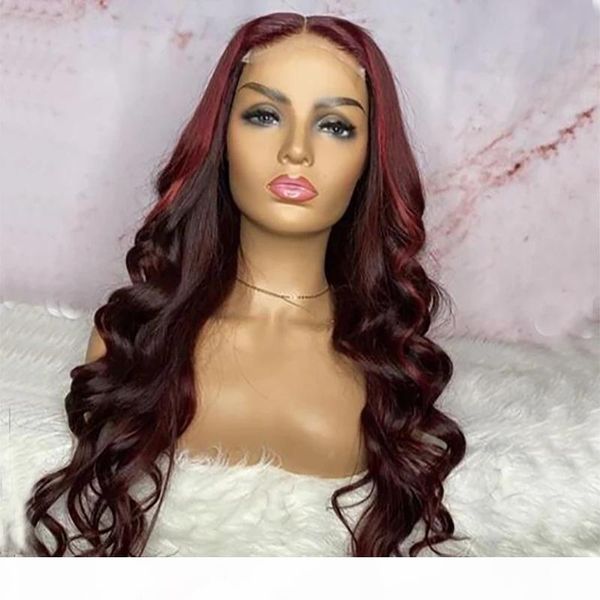 

99j ombre red procucked кружева фронтальные волосы волосы с волосами для волос для волос для волос волосы remy волосы бразильские кружевные, Black;brown