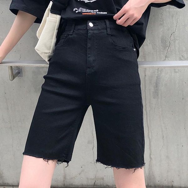 

women's jeans [ewq] 2021 spring summer arrivals high waist skinny knee length denim pants women cassual vintage straight tide ay28401s1, Blue