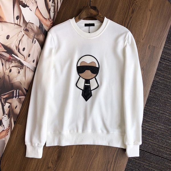 

autumn winter fashion europe italy cartoon rhinestone embroidery hoodie men women cotton casual crewneck street sweatshirt jumper, Black