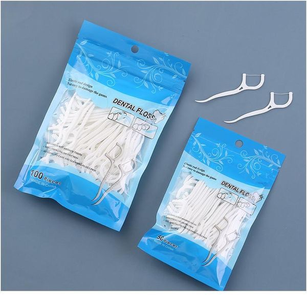 

50/100pcs dental floss flosser picks toothpicks teeth stick tooth cleaning interdental brush dental floss pick oral hygi jllbdx