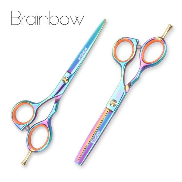 

brainbow 2pcs set 5.5'multi color hair scissors right hand cutting thinning hairdressing scissors pro salon hair styling tools wmtddq