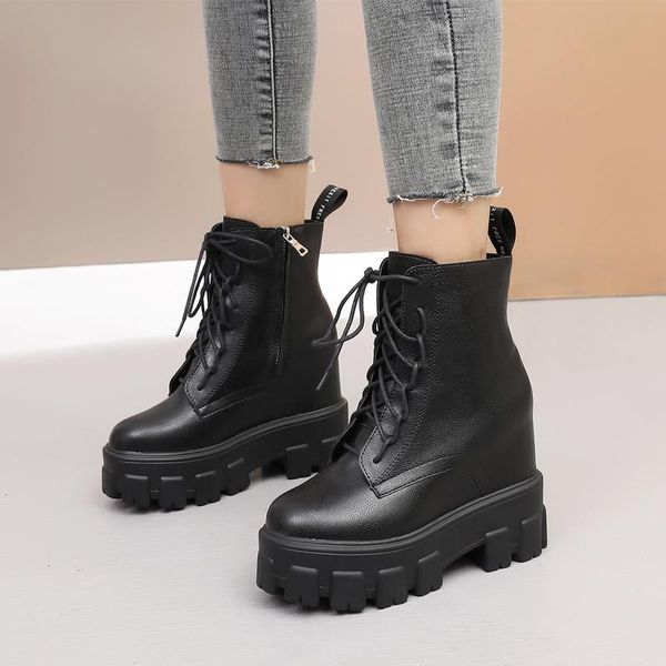 

2020 new fashion women white ankle boots motorcycle boots female autumn winter shoes woman punk thick bottom size 34-39, Black