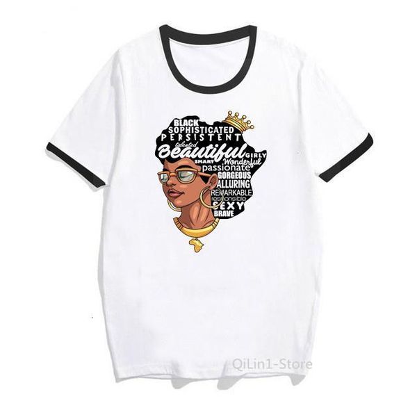 

2020 cool king crown t shirt women melanin poppin shirt kiss love tshirt femme harajuku shirt summer t-shirt drop shipping, White