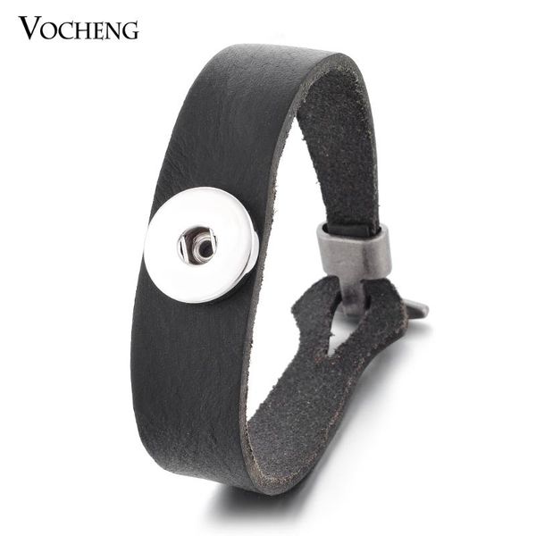 

bangle 10pcs/lot vocheng 18mm&12mm ginger snap button interchangeable genuine leather jewelry nn-346*10, Black